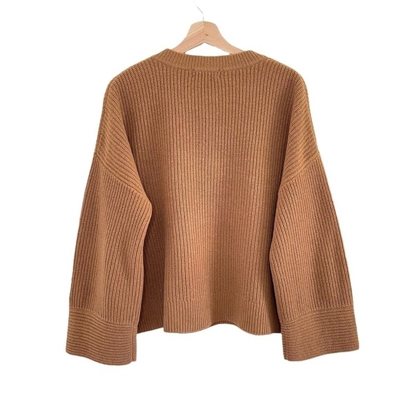 NEW Madewell (Re)sourced Cashmere Ribbed Henley Sweater Honey Chestnut Large - Picture 6 of 16